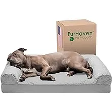 FurHaven Orthopedic Quilted Sofa Pet Dog Bed Large Silver Gray