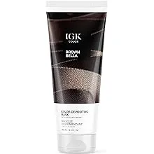 IGK Color Depositing Mask BROWN BELLA - Rich Chocolate Brown | Conditioning + Hydrate + Shine | Vegan + Cruelty Free | 6 OzIGK Color Depositing Mask BROWN BELLA - Rich Chocol…