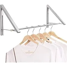 Laundry Room Wall Mounted Drying Rack Clothes Hanger Folding Wall Coat Racks Aluminum Home Storage Organiser Space Savers Black