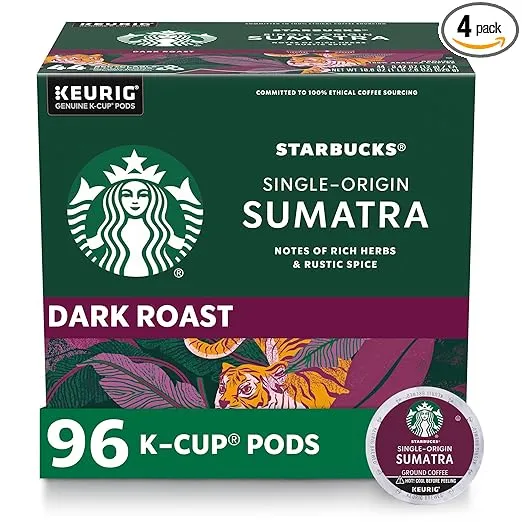 Starbucks Sumatra Dark Roast Café de una sola taza para cafeteras Keurig