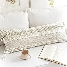 Cream Decorative Lumbar Throw Pillow Cover 14x36 Boho 14&#034; x 36&#034; Light Cream