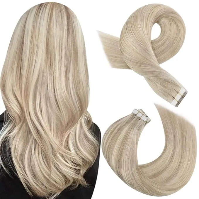 Moresoo Human Hair Tape in Extensions Tape in Real Hair Extensions