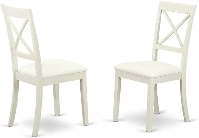 East West Furniture Boston Wood Set of 2 Dining Chair with White Boc-whi-lc