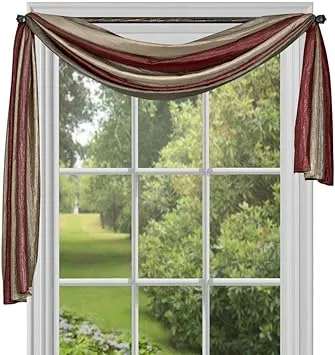 Sheer Window Scarf Valance - 50 Inch Width x 144 Inch Length (Burgundy) - Light Filtering Polyester Curtain Scarf - Lightweight Drapes for Living Room, Bedroom & Dining Room by Achim Home Decor