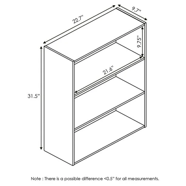 Furinno Pasir 3-Tier Open Shelf Bookcase, Sonoma Oak