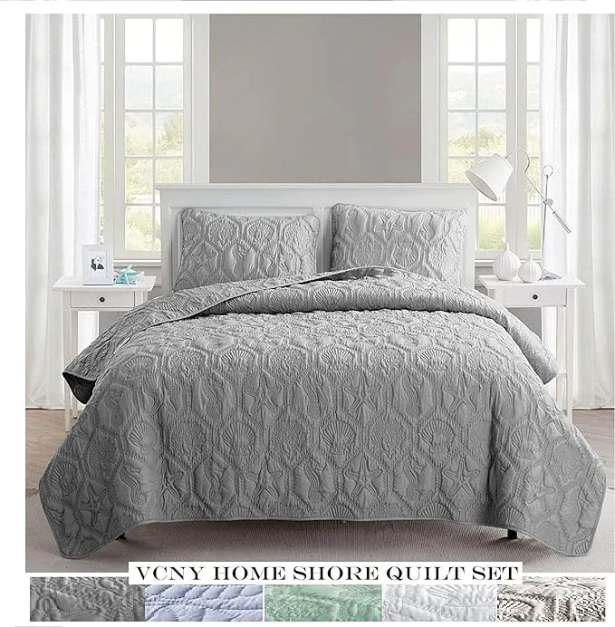 VCNY Shore 3-Piece Quilt Set - Blue - Queen