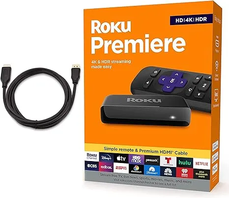 Roku Premiere 4K Streaming Media Player, Black, 3920R