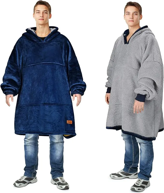 Catalonia Oversized Blanket Hoodie Sweatshirt, Wearable Sherpa Lounging Pullover for Adults Women Men