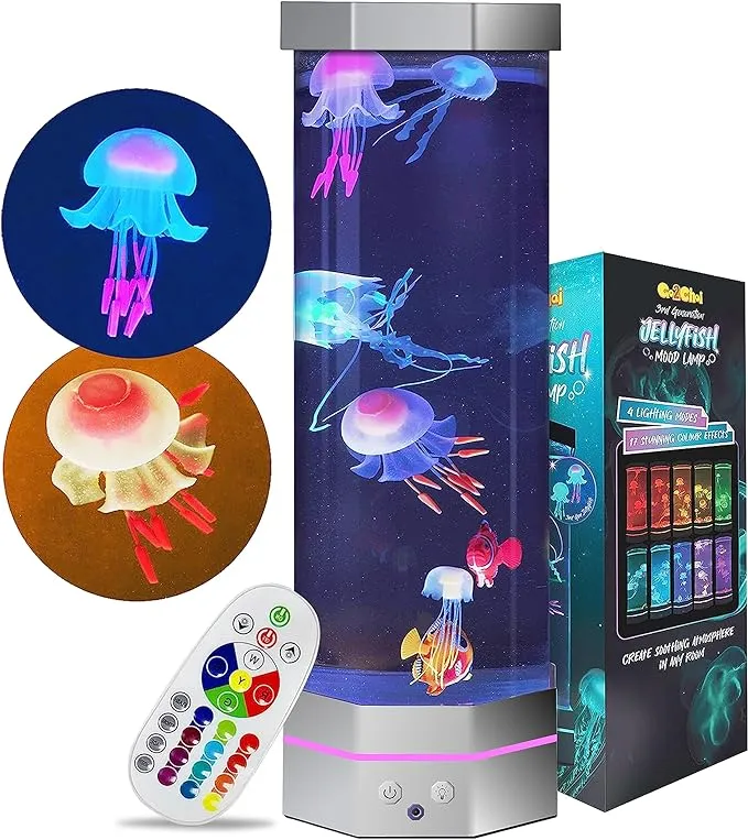 Go2Chai Jellyfish Aquarium Lamp Fake Fish Jelly Fish Tank Aquarium Lava Lamp Night Light Room Decor,7 Jellyfish&Clownfish,Adult Kids Home Office Room Desk LightGo2Chai Jellyfish Aquarium Lamp Fake Fish Jelly Fish Tank Aquarium Lava Lamp Night Light Room 