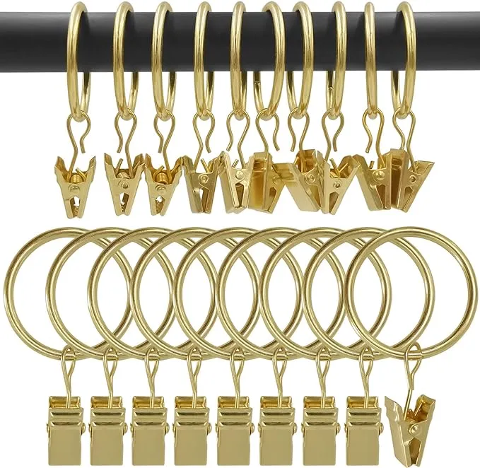 AMZSEVEN 90 Pack Curtain Rings with Clips Drapery Clips with Rings Hangers Drapes Rings 126 inch Interior Diameter Fits Up T