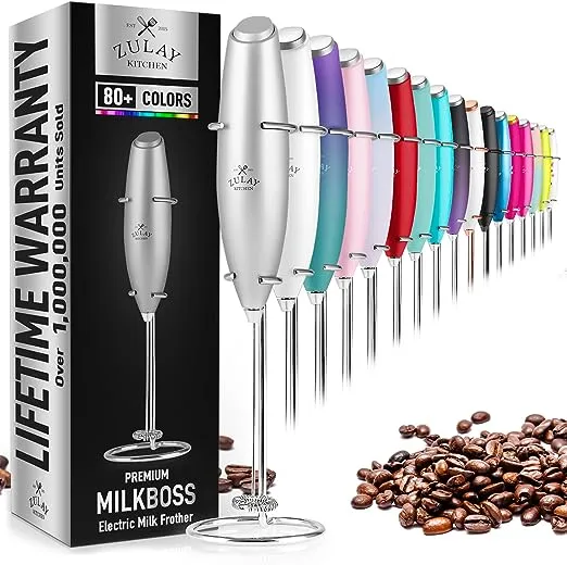 Zulay Kitchen Powerful Milk Frother Handheld Foam Maker for Lattes