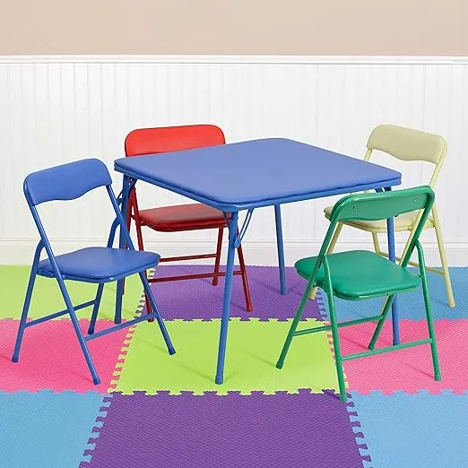 Flash Furniture Mindy Kids 5 Piece Folding Table and Chair Set, Black