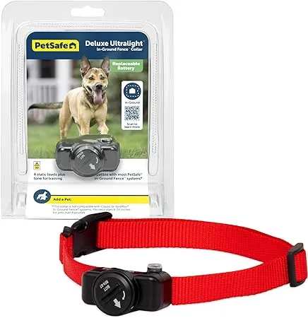 PetSafe Basic In-Ground Fence Battery-Operated Receiver Collar for Dogs & Cats, Lightweight, Waterproof, From The Parent Company of Invisible Fence Brand, 4 Levels of Static Correction, Pets 8 lb & Up