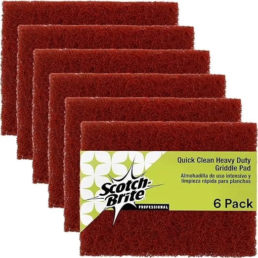 3M Scotch-Brite Griddle Cleaning, Quick Clean Heavy Duty Scour Pad, 4 in x 5.25 in, 6 Pads/Pack, For Baked On Food and Cooking Oils, Use on Hot or Cool Griddle3M Scotch-Brite Griddle Cleaning, Quick Clean Heavy…