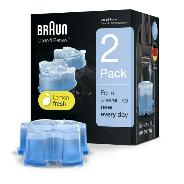 Braun Clean & Renew Refill Cartridges CCR, Replacement Shaver Cleaner Solution for Clean&Charge Cleaning System, Pack of 10, Packaging May Vary