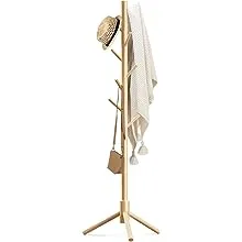 Haddockway Wooden Coat Rack Stand with 8 Hooks New Zealand Pine Adjustable Coat