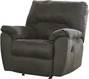 Signature Design by Ashley Tambo Faux Leather Manual Rocker Recliner, Gray