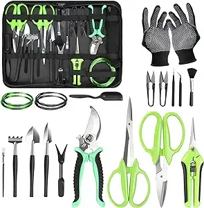 Bonsai Tool Kit 21 Pcs Gardening Tools Set Include Garden Pruning Shears Plant T