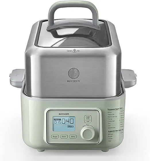 BUYDEEM G563 5-Quart Electric Food Steamer for Cooking, One Touch Vegetable Steamer, Digital Multifunctional Steamer, Qu