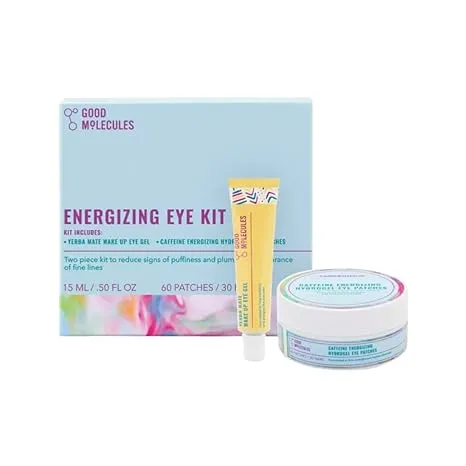 Good Molecules - Energizing Eye Kit - Yerba Mate Wake Up Eye Gel (0.5 oz) and Caffeine Energizing Hydrogel Eye Patches (60 ct.) - (Set of 2), 15.0 milliliters, (C127089)