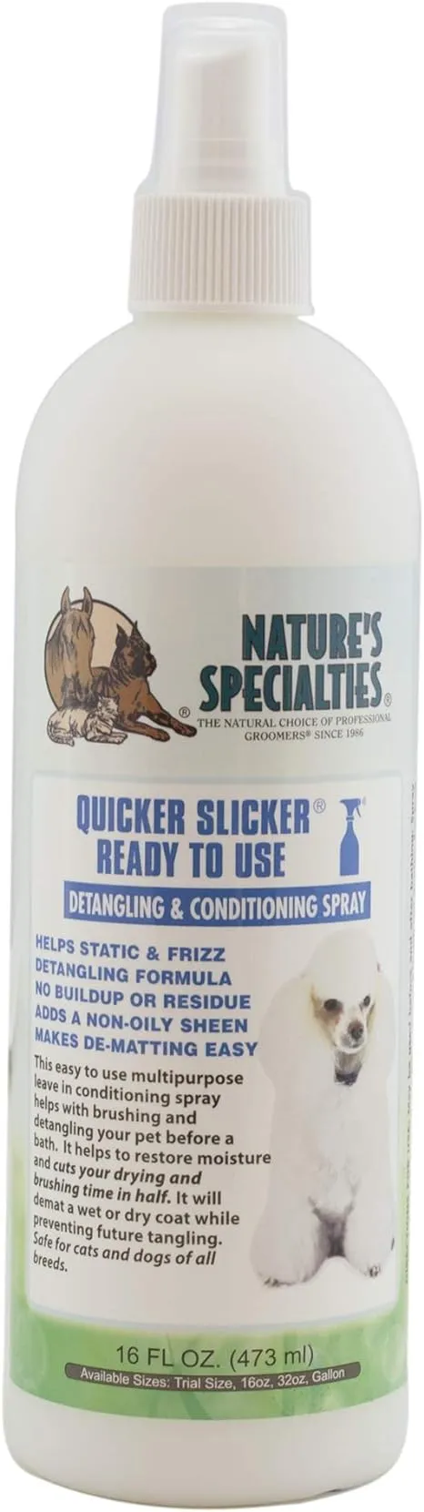 Nature's Specialties Quicker Slicker Ready to Use Pet Conditioner, 16-Ounce