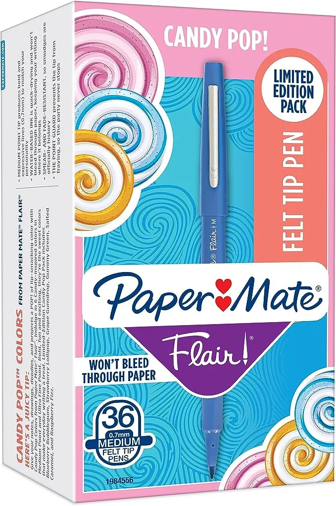 Paper Mate Candy Pop Flair Medium Felt Tip Pens 12/Pkg