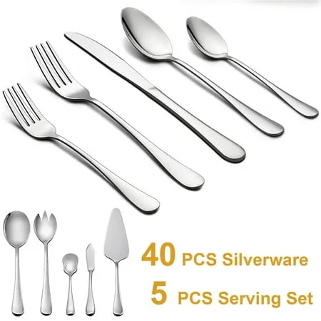 56 Pieces Silverware Service for 8 Flatware Set Stainless Steel Utensils Cutlery Set Dishwasher Safe