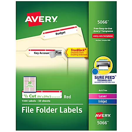 Avery Permanent File Folder Labels with TrueBlock Technology