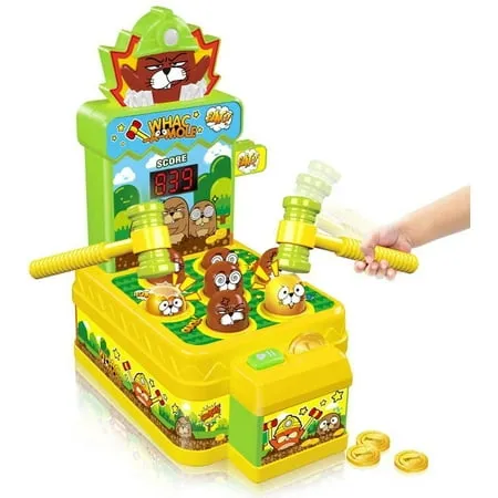 Doublekai Whack A Mole Game Toddler Toys for 3-8 Year Old Boys and Girls, Interactive Educational Toys with Sound and Light, 5 Mode with 2 Hammers, Gifts for Kids Ages 3 4 5 6