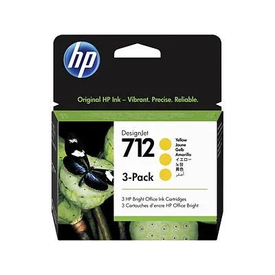 HP 712 (3ED79A) Yellow Original Ink Cartridge (3 Pack)