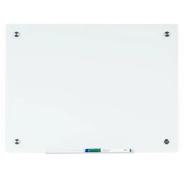 Bi-silque Magnetic Glass Dry Erase Board - 24&quot; (2 ft) Width x 36&quot; (3 ft) Height - White Glass Surface - Rectangle - Horizontal/Vertical - 1 Each