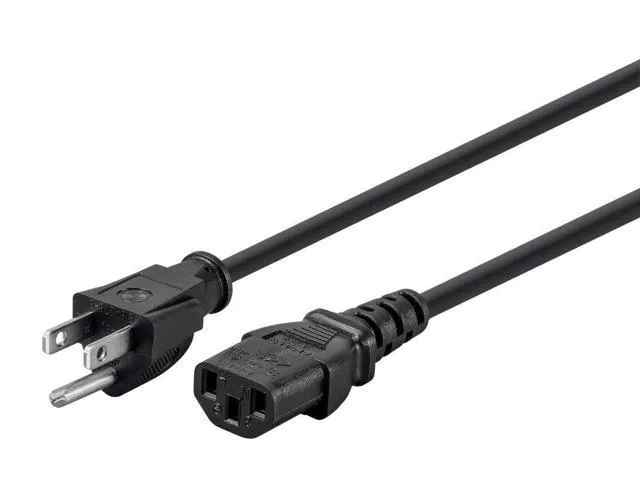 Monoprice 3-Prong Power Cord - 6 Feet - Black (6-Pack) NEMA 5-15P to IEC 60320 C13, 16AWG, 13A, Works With Most Pcs, Monitors, Scanners, and Printers