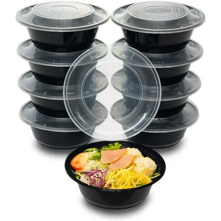 CTC Small 16oz 100 Pack Snack Bowls With Lids Disposable Cereal Meal Prep Container Reusable Food Storage Container Rice Bowl Salad Bowl Bento Box | BPA Free | Microwave Dishwasher Freezer Safe