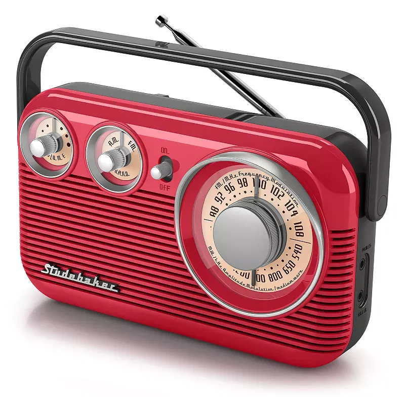 Studebaker Sb2003rb Portable AM/FM Radio - Red-Black