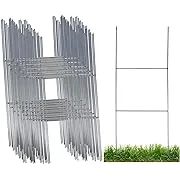 Sturdy Metal Wire Step Stake Frame for Yard Signs - 10 x 24 inch H Frame Wire Stake Sign Spikes (100 Pack)