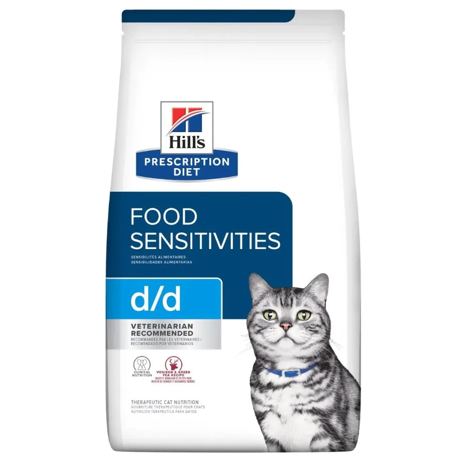 Hill's Prescription Diet D/D Skin Support Dry Cat Food, Venison and Green Pea - 8.5 lb bag