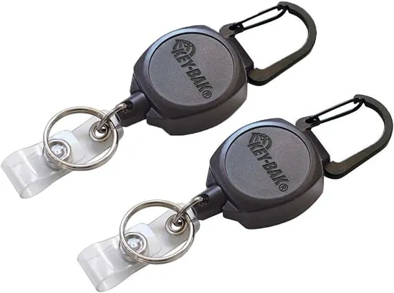 2 Pack - Heavy Duty Retractable Badge Reel with ID Holder Strap & Keychain - Strong Sidekick Carabiner Belt Loop Clip - Retracting Lanyard with Kevlar® Cord for Keys & I'd Access Cards - Specialist ID