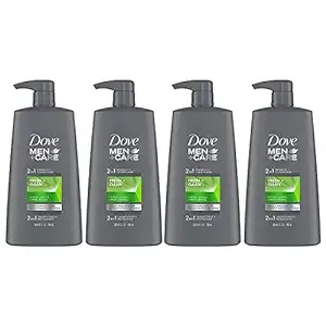 DOVE MEN + CARE Champú y acondicionador 2 en 1 fresco y limpio, 4 unidades fortalece el cabello ayuda a fortalecer el cabello, 25.4 oz