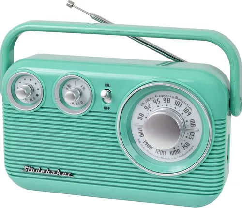 STUDEBAKER SB2003TE RETRO AM/FM RADIO W/SPKR TEAL