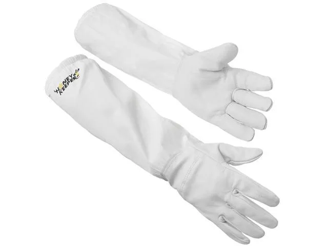 Honey Keeper Beekeeping Gloves, Large - Goatskin Leather with Canvas Sleeve and Elastic Cuff