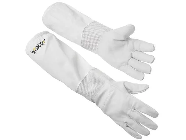 Honey Keeper Beekeeping Gloves, Small - Goatskin Leather with Ventilated Canvas Sleeve and Elastic Cuff