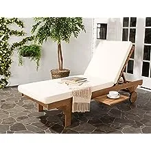 SAFAVIEH Outdoor Collection Newport Chaise Chair & Side Table Natural/Beige