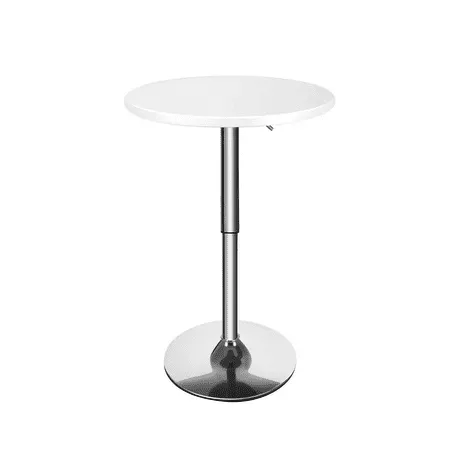 Magshion 23.6" Modern Round Height-Adjustable Bar Table, Bistro Pub Table with Metal Base, White