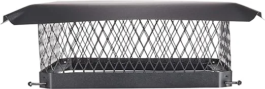 HY-C SC1818 Shelter Bolt On Single Flue Chimney Cover, Mesh Size 3/4", Fits Outside Existing Clay Flue Tile Dimensions 18" x 18", Black Galvanized Steel