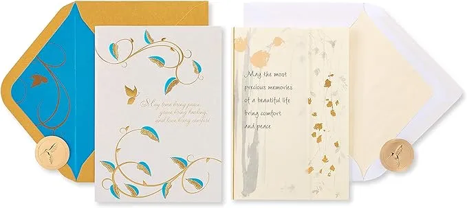 Papyrus Sympathy Cards with Envelopes, Gold Glitter (2-Count)