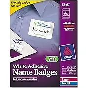 Avery 5395 - Adhesive Name Badges, Laser or Inkjet, White - 400 Count