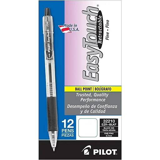 Pilot EasyTouch Ballpoint Retractable Pen Black Ink Fine Dozen