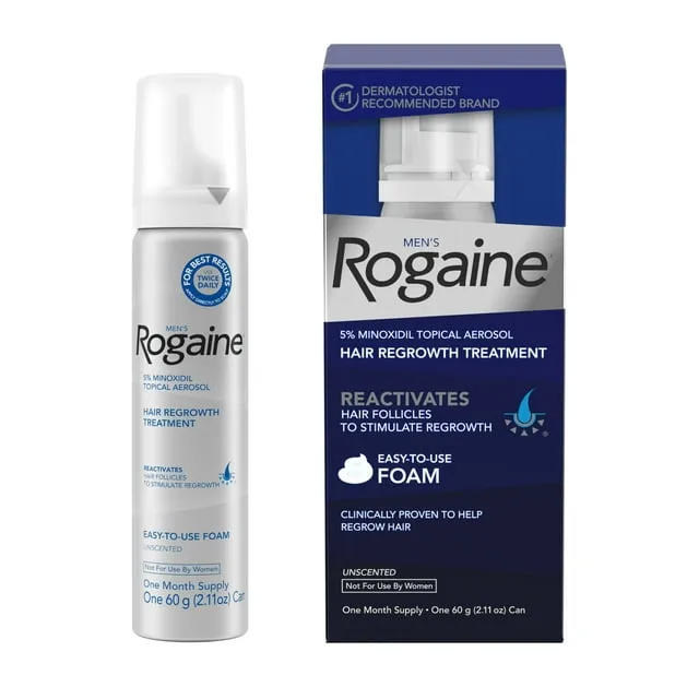 Men's Rogaine 5% Minoxidil Foam for Hair Regrowth, 3-month Supply