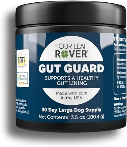 Four Leaf Rover: Gut Guard - Dog Probiotics, Prebiotics and Organic Herbs for Gut Health and Immune Support - Up to 60 Servings, Depending on Dog’s Weight - Vet Formulated - for All Breeds