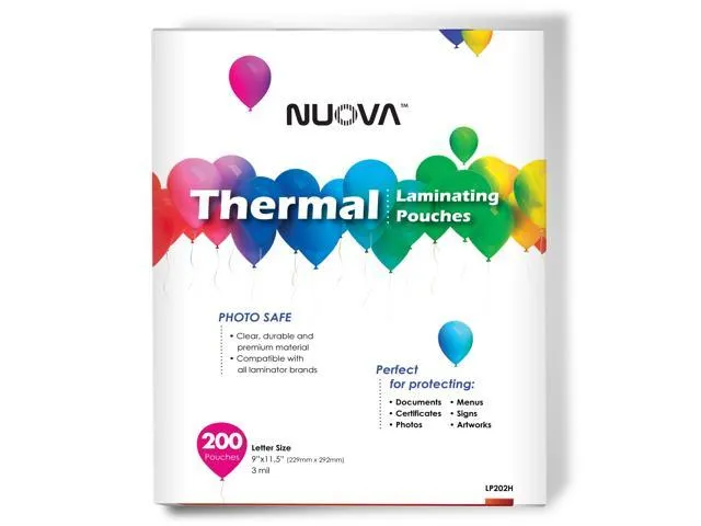 Nuova LP202H 200-Pack Premium Thermal Laminating Pouches 9' X 11.5', Letter Size, 3 mil